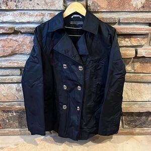 Via Spiga Black Double Breasted Rain Jacket